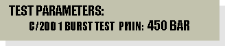 Cuadro de texto:    TEST PARAMETERS:             C/200 1 BURST TEST  PMIN:  450 BAR